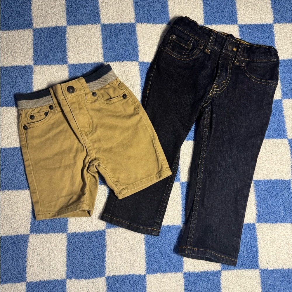 Levi's Kids Tan Shorts and Blue Jeans